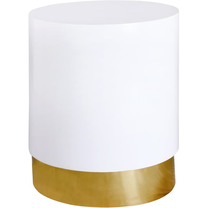 Design Edge Narromine  White Lacquer Gold Metal End Table DE-23462032