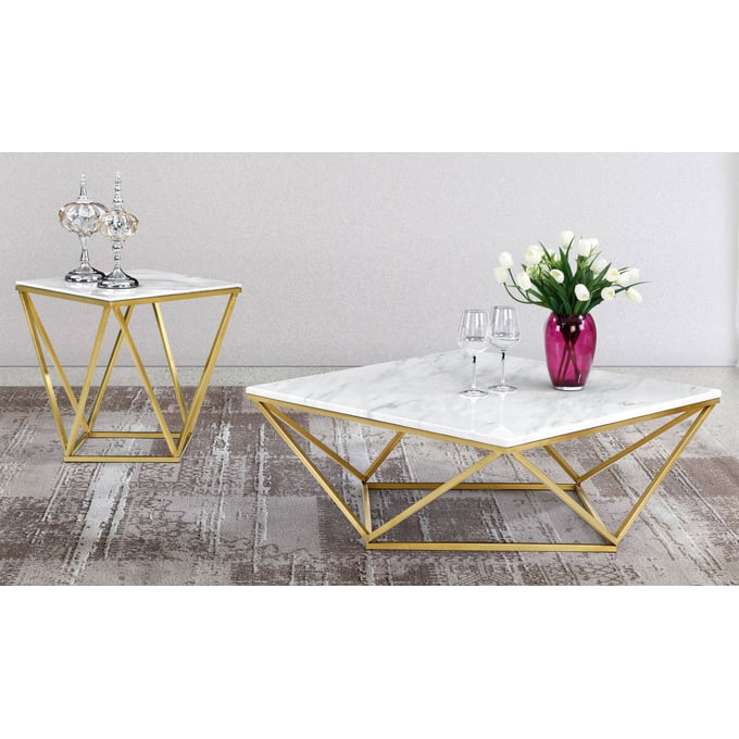 Design Edge Woodstock  Gold 3pc Coffee Table Set DE-21987773