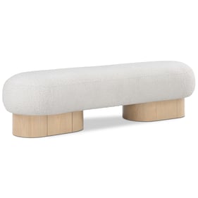 Meridian Furniture Robertson Cream Boucle Fabric Natural Bench