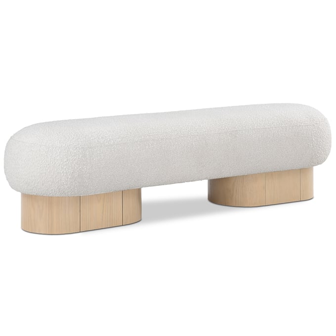 Meridian Furniture Robertson Cream Boucle Fabric Natural Bench MRD-22001CREAM