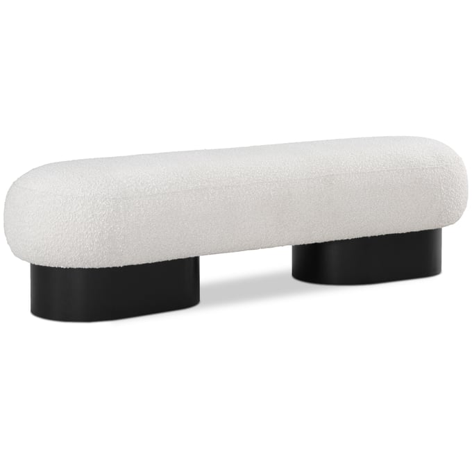 Meridian Furniture Robertson Cream Boucle Fabric Black Bench MRD-22002CREAM