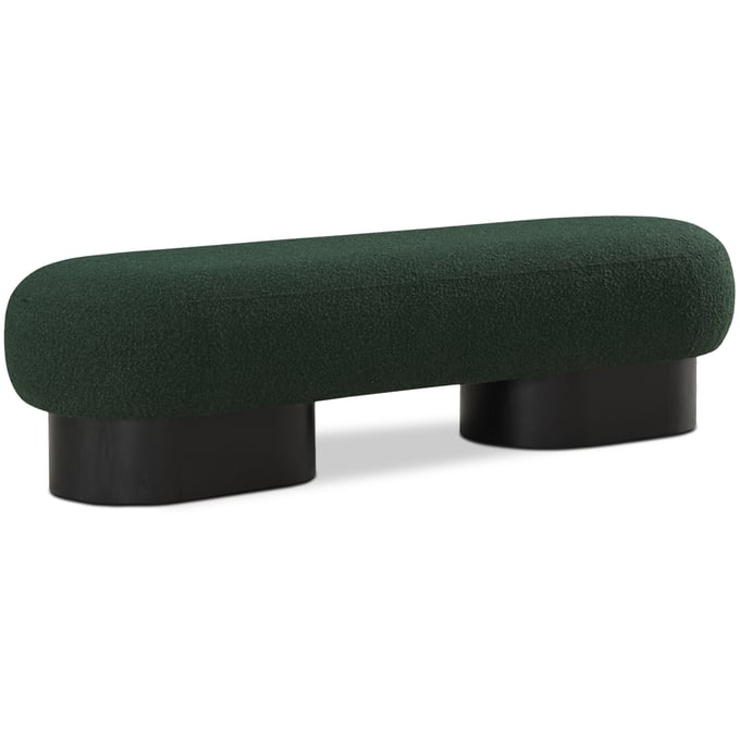 Meridian Furniture Robertson Green Boucle Fabric Black Bench MRD-22002GREEN