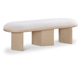 Meridian Furniture Wilshire Cream Boucle Fabric Natural Bench