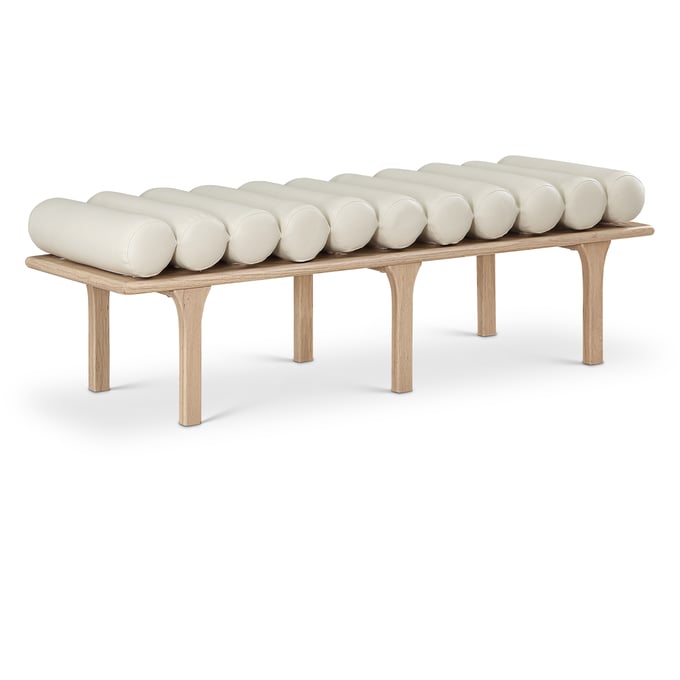 Meridian Furniture Landon Cream Vegan Leather Natural Bench MRD-22007CREAM