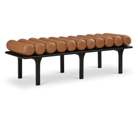 Meridian Furniture Landon Cognac Vegan Leather Black Bench