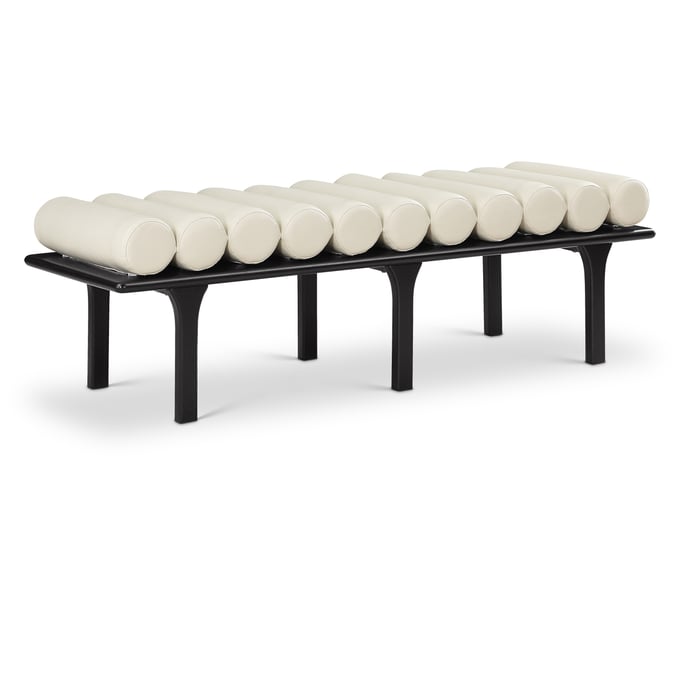 Meridian Furniture Landon Cream Vegan Leather Black Bench MRD-22008CREAM