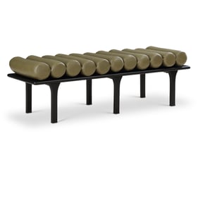 Meridian Furniture Landon Olive Green Vegan Leather Black Bench