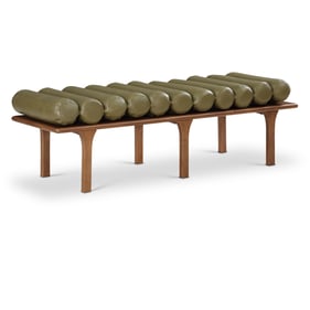 Meridian Furniture Landon Olive Green Vegan Leather Walnut Bench