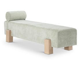 Meridian Furniture Edison Mint Green Chenille Fabric Natural Bench