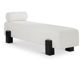 Meridian Furniture Edison Cream Chenille Fabric Bench