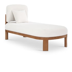 Meridian Furniture Maybourne Cream Boucle Fabric Walnut Chaise