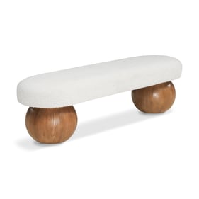 Meridian Furniture Bowie Cream Walnut Bench