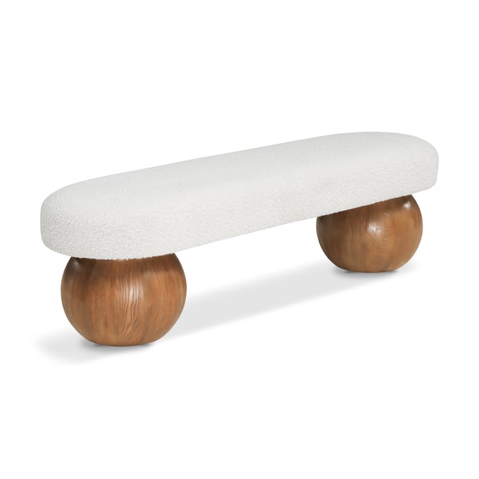 Meridian Furniture Bowie Cream Walnut Bench MRD-22044CREAM