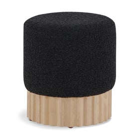 Meridian Furniture Veranda Black Boucle Fabric Natural Stool Ottoman