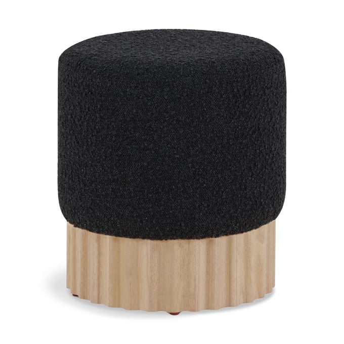 Meridian Furniture Veranda Black Boucle Fabric Natural Stool Ottoman MRD-22045BLACK