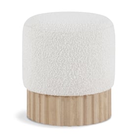 Meridian Furniture Veranda Cream Boucle Fabric Natural Stool Ottoman