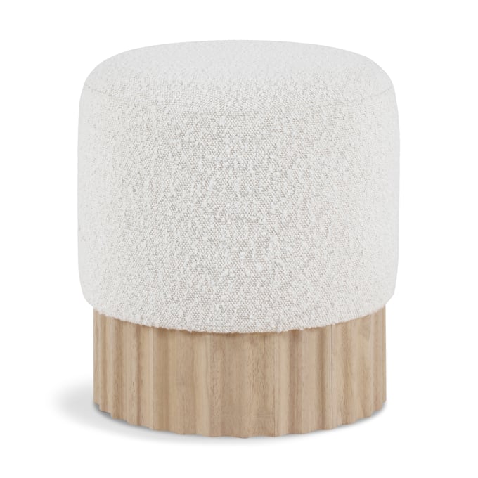 Meridian Furniture Veranda Cream Boucle Fabric Natural Stool Ottoman MRD-22045CREAM