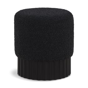 Meridian Furniture Veranda Black Boucle Fabric Stool Ottoman