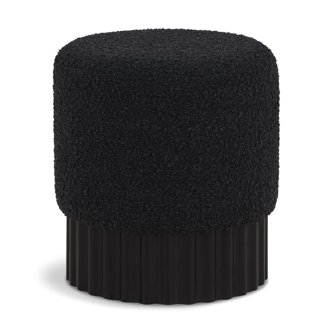 Meridian Furniture Veranda Black Boucle Fabric Stool Ottoman MRD-22046BLACK