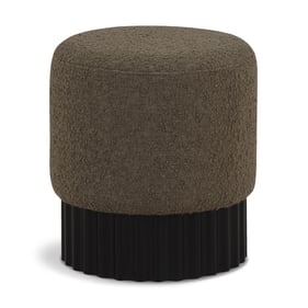 Meridian Furniture Veranda Olive Boucle Fabric Black Stool Ottoman