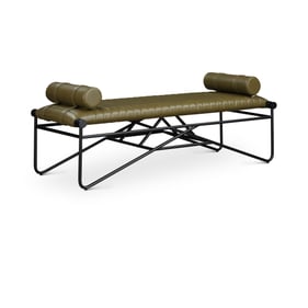 Meridian Furniture Gatsby Olive Vegan Leather Bench