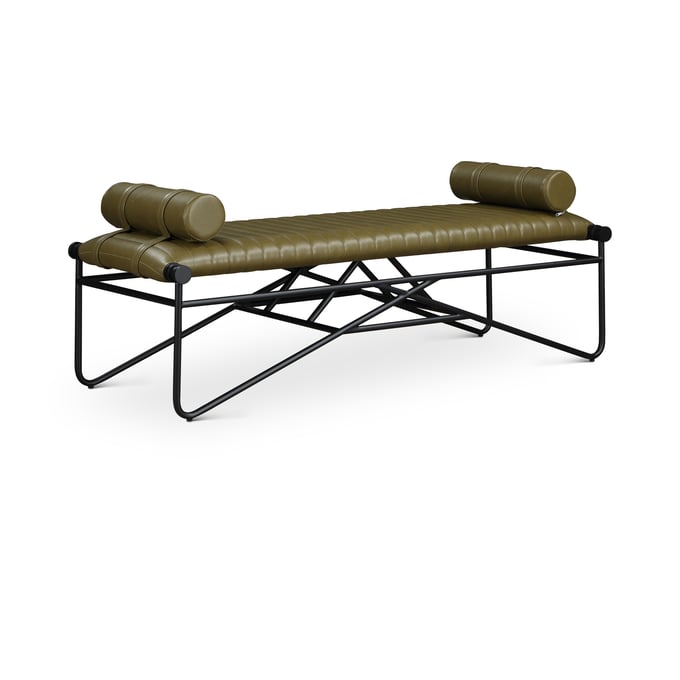 Meridian Furniture Gatsby Olive Vegan Leather Bench MRD-22052OLIVE