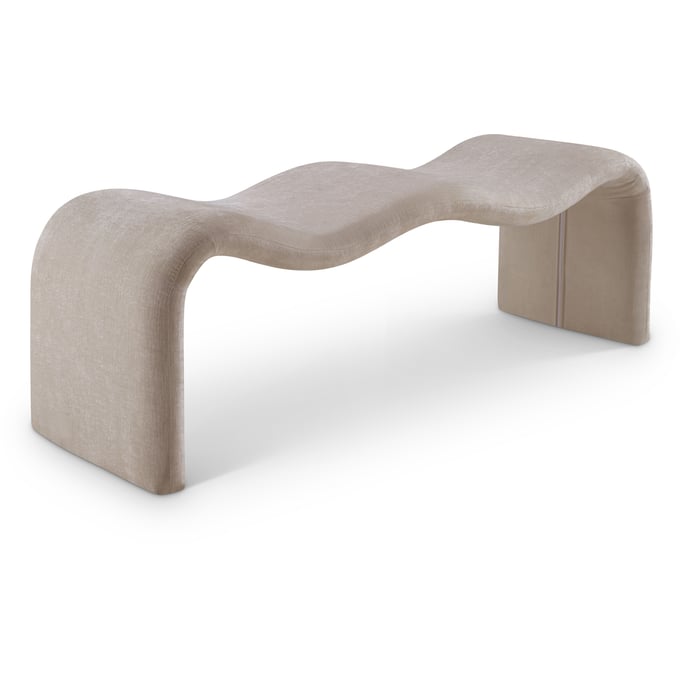 Meridian Furniture Willow Beige Chenille Fabric Bench MRD-22098BEIGE