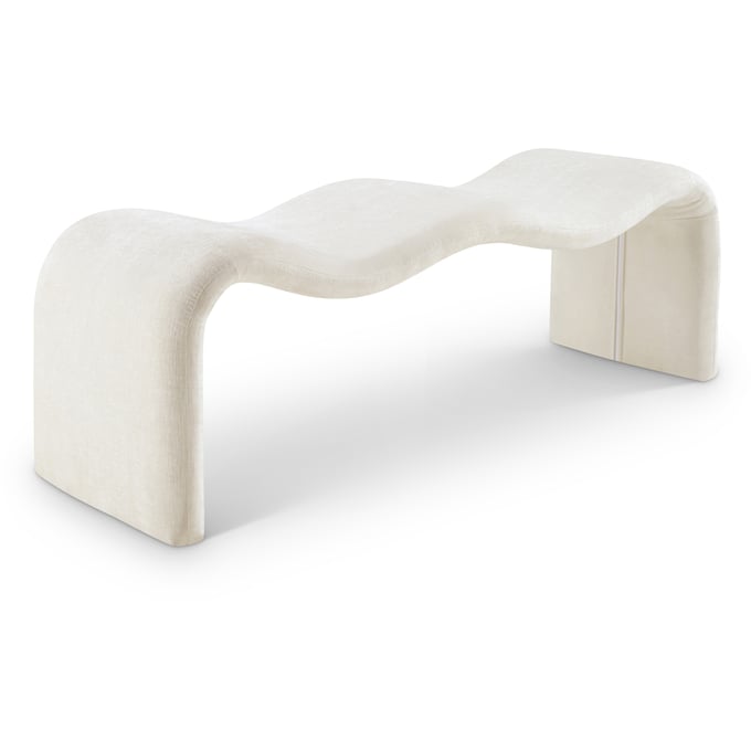 Meridian Furniture Willow Cream Chenille Fabric Bench MRD-22098CREAM