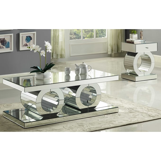 Design Edge Tomerong  Mirrored 3pc Coffee Table Set DE-22249231