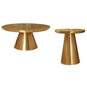 Meridian Furniture Martini Brushed Gold 3pc Coffee Table Set