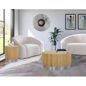 Meridian Furniture Acacia Chrome Round 3pc Coffee Table Set