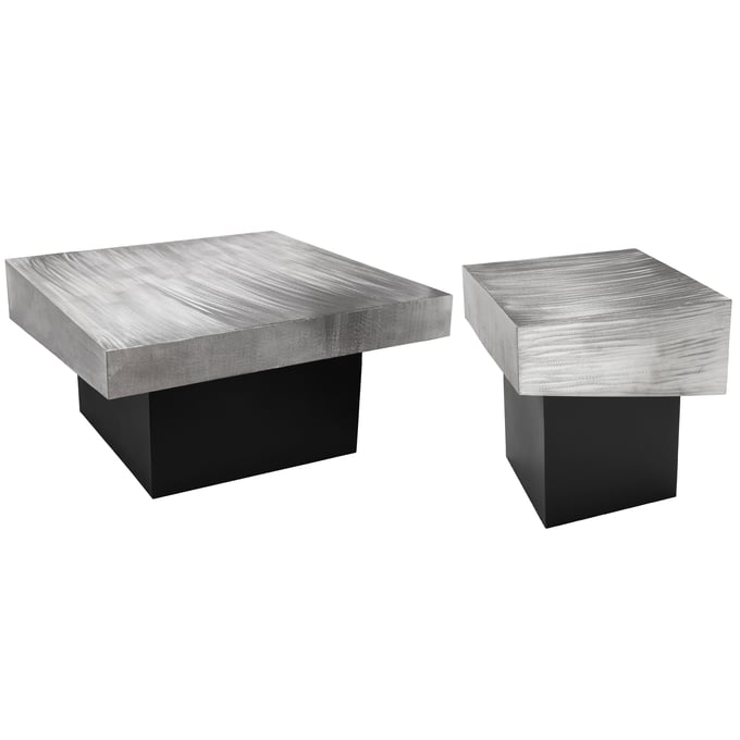 Meridian Furniture Palladium Silver 3pc Coffee Table Set MRD-25-OCT-S2