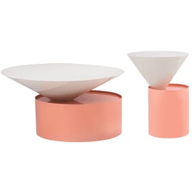 Meridian Furniture Damon White Pink 3pc Coffee Table Set