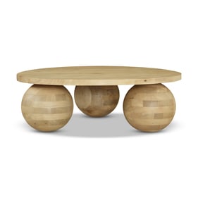 Meridian Furniture Spherical Natural Oak Acacia Wood Coffee Table