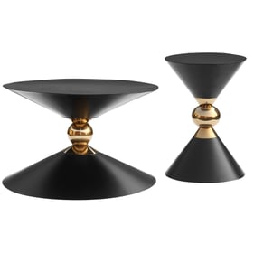 Meridian Furniture Malia Black Gold 3pc Coffee Table Set