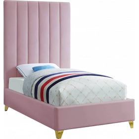 Design Edge Hebel  Pink Velvet Twin Bed