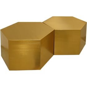 Meridian Furniture Hexagon Brushed Gold 2pc Coffee Table