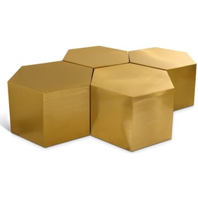 Meridian Furniture Hexagon Brushed Gold 4pc Coffee Table