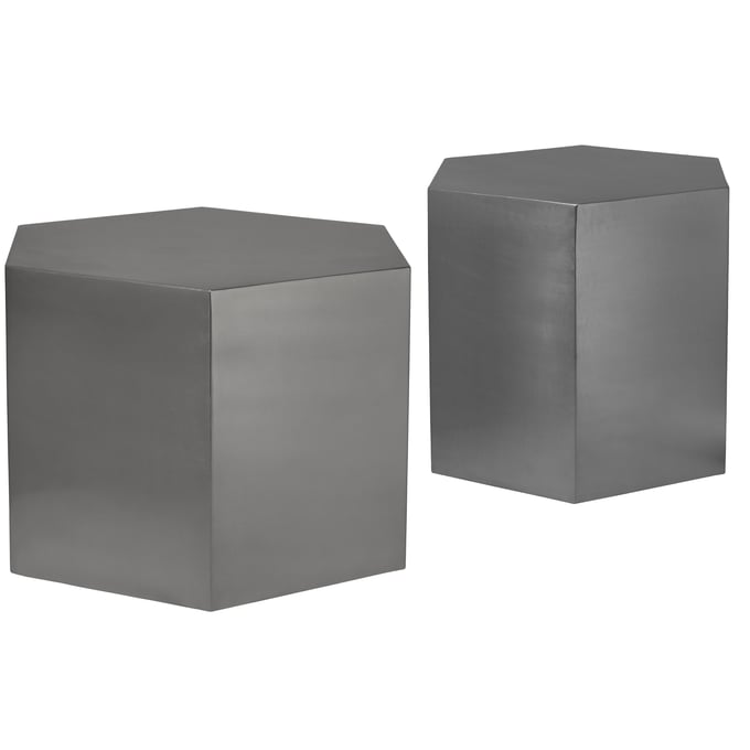 Meridian Furniture Hexagon Brushed Chrome 3pc Coffee Table Set MRD-293-OCT-S1