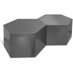 Meridian Furniture Hexagon Brushed Chrome 2pc Coffee Table