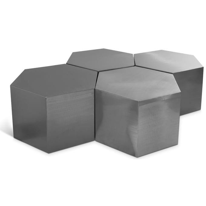 Meridian Furniture Hexagon Brushed Chrome 4pc Coffee Table MRD-293-CT-4PC