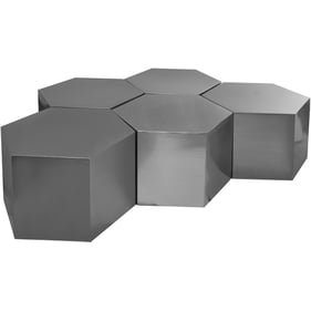 Meridian Furniture Hexagon Brushed Chrome 5pc Coffee Table