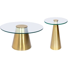 Meridian Furniture Glassimo Brushed Gold 3pc Coffee Table Set