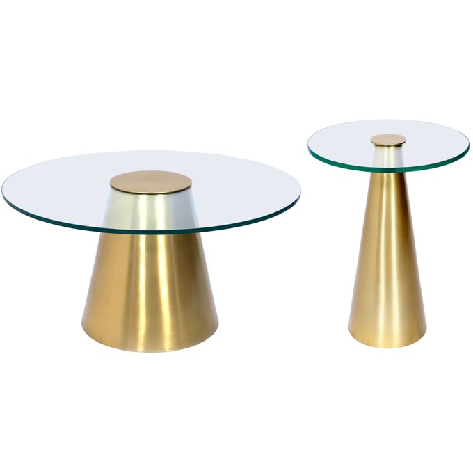 Meridian Furniture Glassimo Brushed Gold 3pc Coffee Table Set MRD-298-OCT-S1