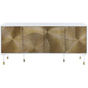 Design Edge Lawson  White Top Gold Doors Sideboard Buffet