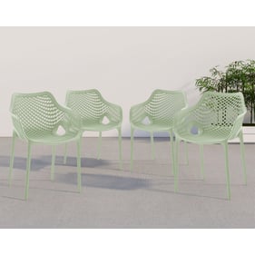 4 Meridian Furniture Mykonos Mint Polypropylene Outdoor Patio Dining Chairs