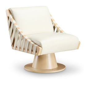 Meridian Furniture Millwin Cream Leather Natural Swivel Accent Chair