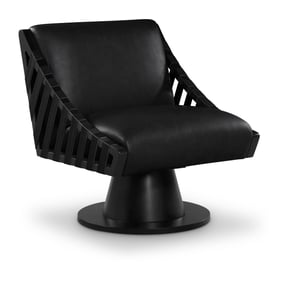 Meridian Furniture Millwin Black Leather Swivel Accent Chair