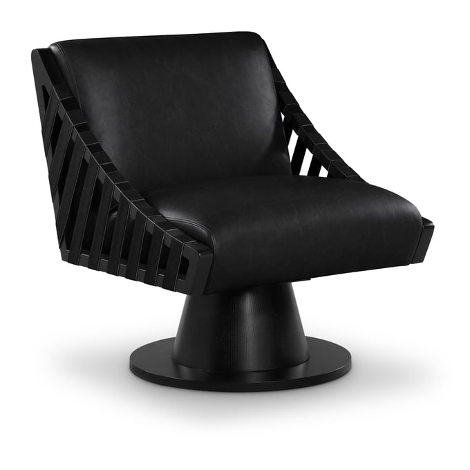 Meridian Furniture Millwin Black Leather Swivel Accent Chair MRD-33002BLACK