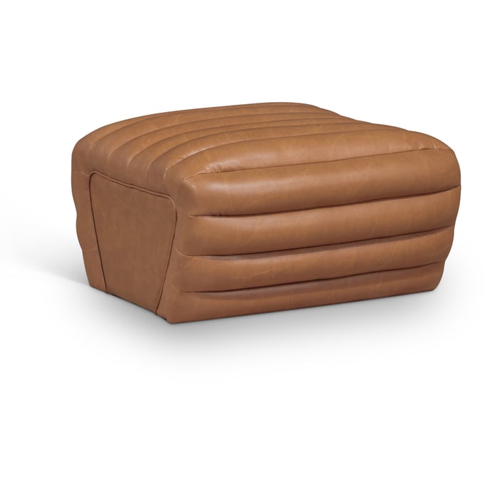 Meridian Furniture Vega Cognac Vegan Leather Ottoman MRD-33045COGNAC-OTT